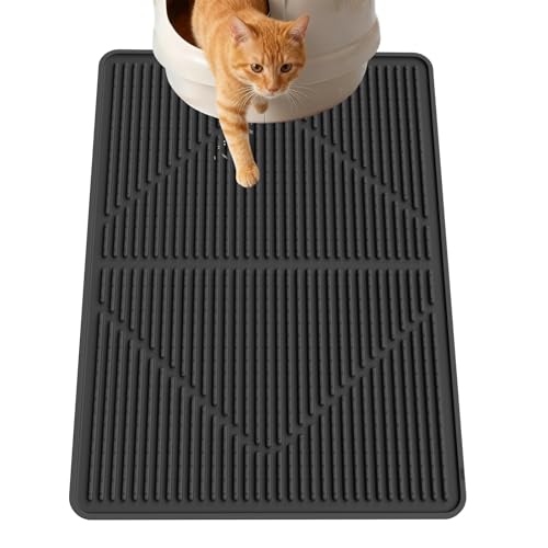 Gosmol Wasserdichte Katzentoilettenmatte, XXL, 96,5 x 63,5 cm, Katzentoiletten-Matte, extra groß, leicht zu reinigen, Katzenzubehör und Zubehör für Indoor-Katzen, Schwarz von Gosmol
