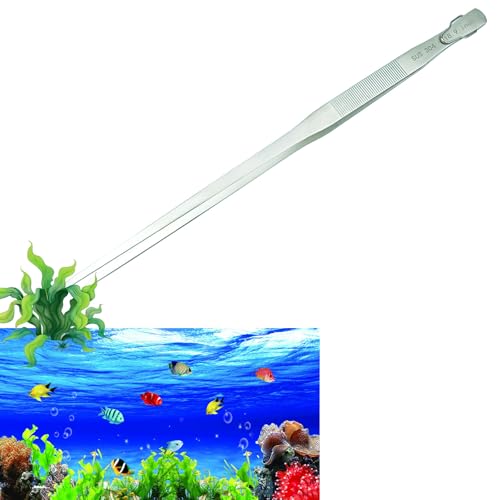 Gostur Aquarium-Pinzette mit Aufhänger, extra lange Futterzange, Edelstahl, große Aquascape-Werkzeuge für Aquarien, Terrarien, Aquascaping, Reptilienschlange (gebogen) von Gostur