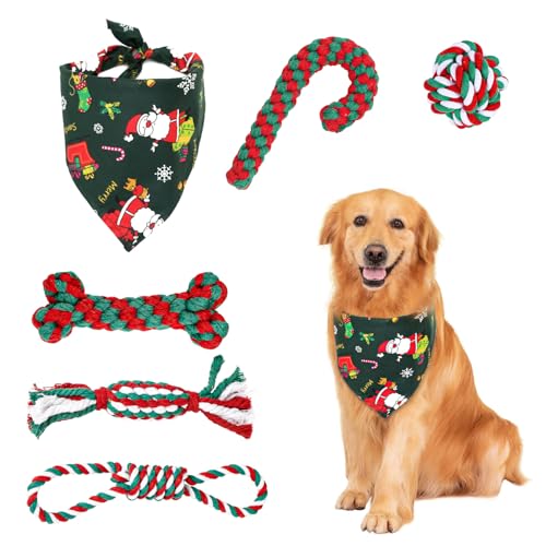 GothicBride 6 Stück Hundespielzeug Weihnachten, Geschenk Weihnachten Enthält 5 Hundespielzeuge Seil Naturbaumwolle & 1 Grüner Hunde Halstücher, Kauspielzeug Weihnachten Hundespielzeug Zuckerstange GothicBride 6 Stück Hundespielzeug Weihnachten, Geschenk Weihnachten Enthält 5 Hundespielzeuge Seil Naturbaumwolle & 1 Grüner Hunde Halstücher, Kauspielzeug Weihnachten Hundespielzeug Zuckerstange von GothicBride