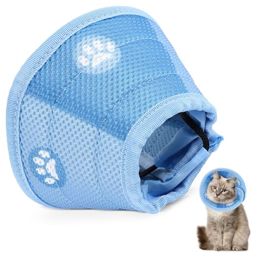 Goufride Halskrause Katze Schutzkragen, Einstellbarer Kragen Katzen Halskrause Halsband, Weicher Schaum Katzenkragen Leckschutz Wiederherstellung Halskrausen für Hunde Katze, Blau(L) von Goufride