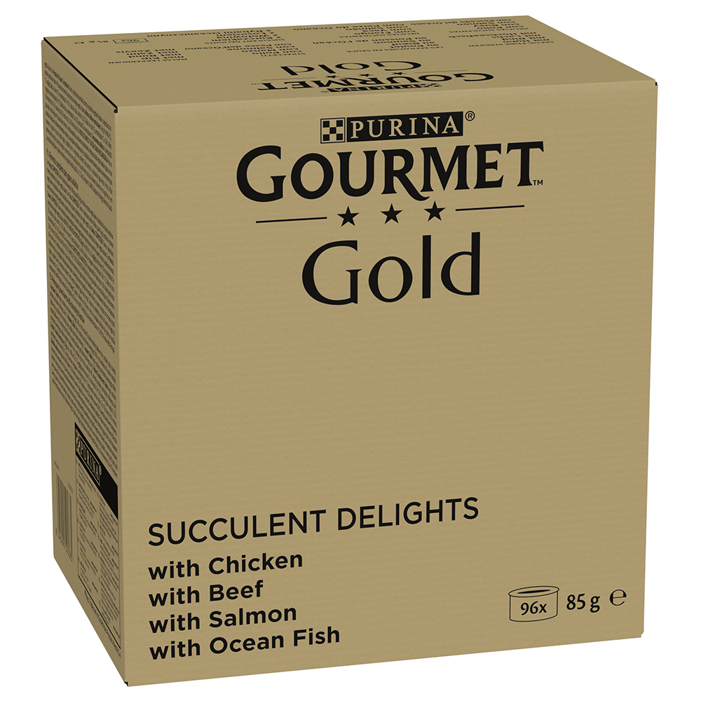 Jumbopack Gourmet Gold Saftig-Feine Streifen 96 x 85 g - Huhn, Meeresfisch, Rind, Lachs von Gourmet