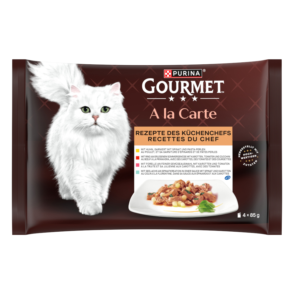 12 + 4 gratis! 16 x 85 g Gourmet A la Carte - Rezepte des Küchenchefs (4 Sorten) von Gourmet