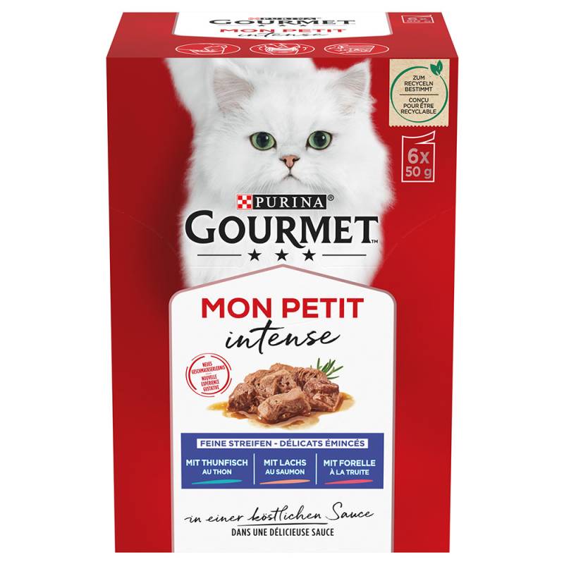 18 + 6 gratis! 24 x 50 g Gourmet Mon Petit - Thunfisch, Lachs, Forelle 18 + 6 gratis! 24 x 50 g Gourmet Mon Petit - Thunfisch, Lachs, Forelle von Gourmet