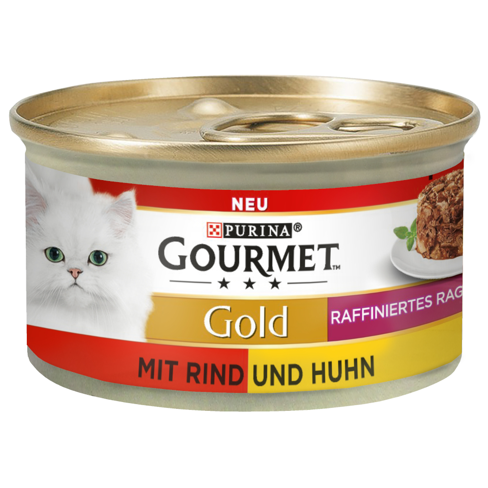 24 x 85 g / 48 x 85 g Gourmet Gold zum Sonderpreis! - 2 x (12 x 85 g) Raffiniertes Ragout: Rind & Huhn von Gourmet