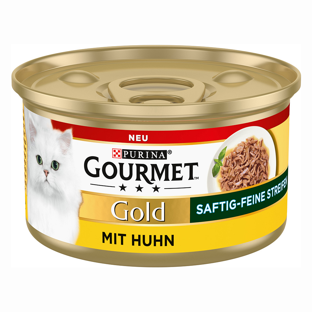 24 x 85 g / 48 x 85 g Gourmet Gold zum Sonderpreis! - 2 x (12 x 85 g) Saftig-Feine Streifen: Huhn von Gourmet