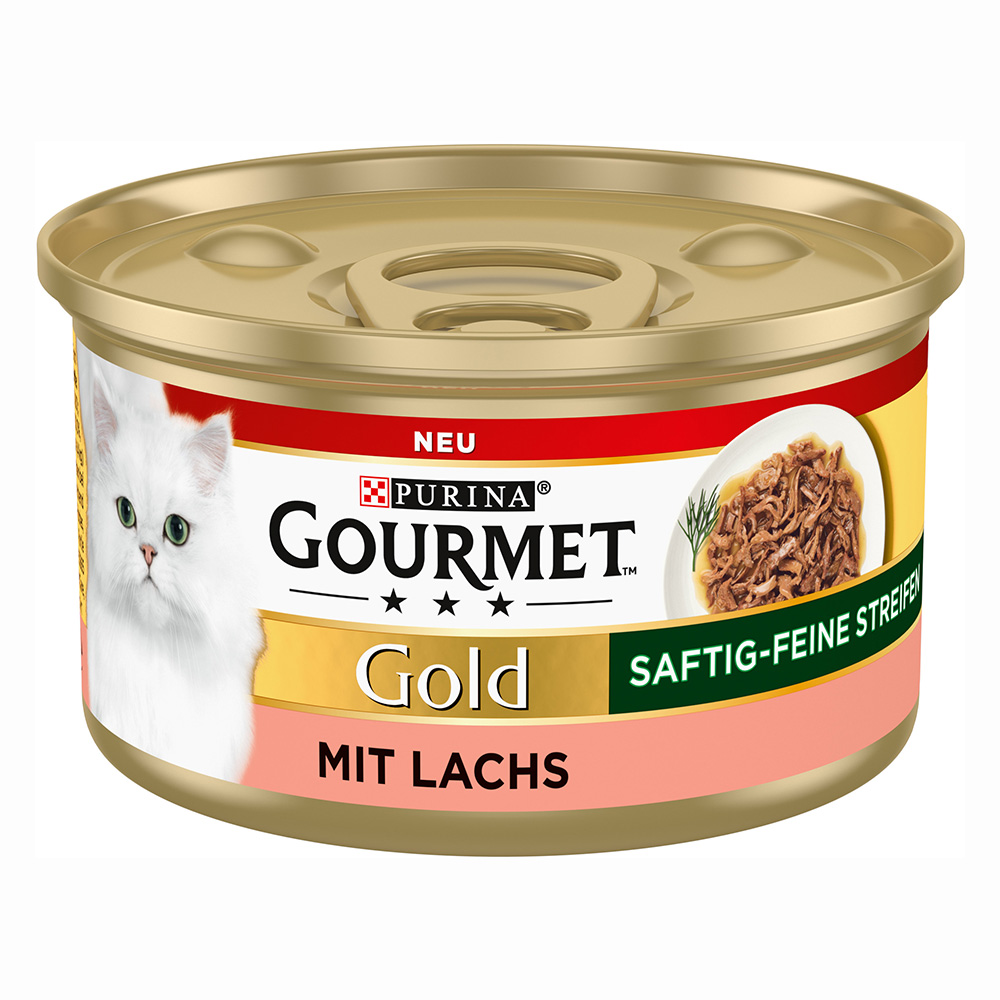 24 x 85 g / 48 x 85 g Gourmet Gold zum Sonderpreis! - 2 x (12 x 85 g) Saftig-Feine Streifen: Lachs von Gourmet