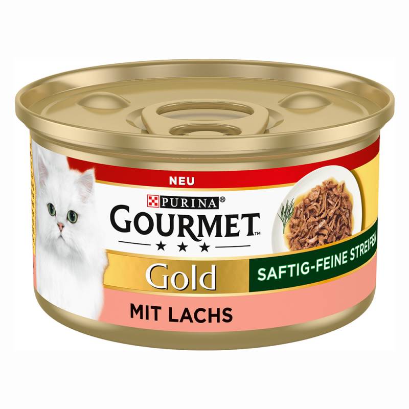 24 x 85 g / 48 x 85 g Gourmet Gold zum Sonderpreis! - 2 x (12 x 85 g) Saftig-Feine Streifen: Lachs von Gourmet