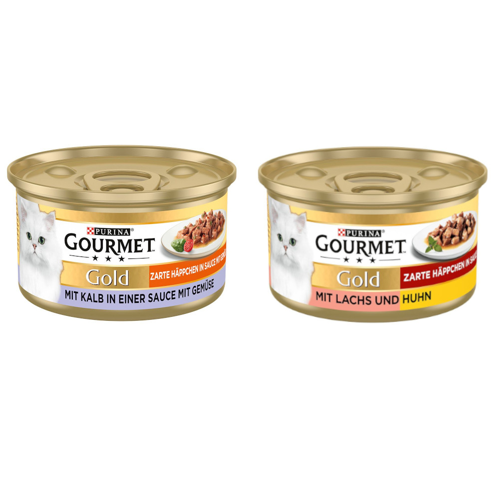 24 x 85 g Gourmet Gold + 12 x 85 g Zarte Häppchen Lachs & Huhn gratis! - Zarte Häppchen Kalb & Gemüse von Gourmet