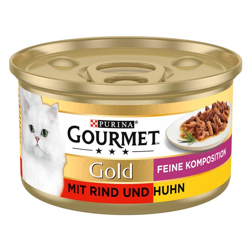 3 + 1 gratis! 4 x Gourmet Gold - Feine Komposition: Rind & Huhn (4 x 12 x 85 g) von Gourmet