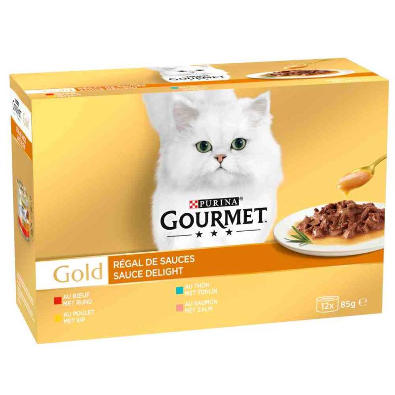 3 + 1 gratis! 4 x Gourmet Gold - Saftig-Feine Streifen: Huhn Varianten (4 x 12 x 85 g) von Gourmet