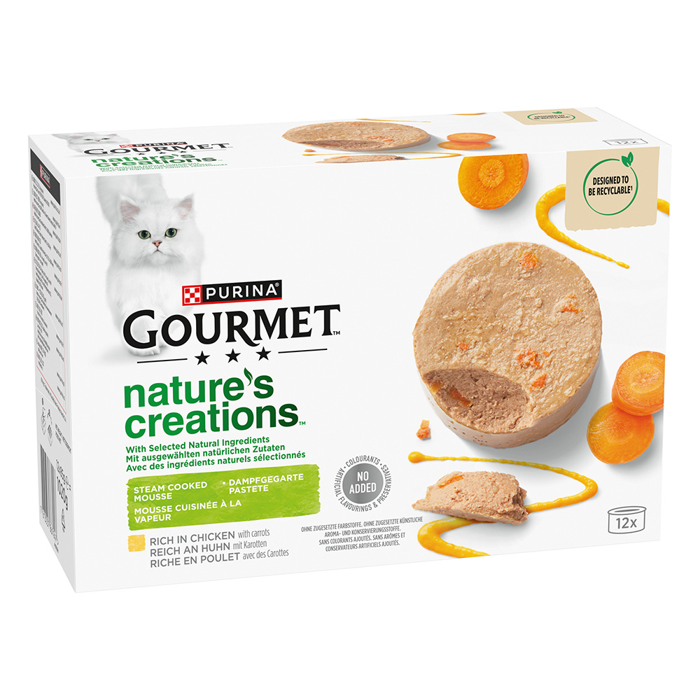 3 + 1 gratis! 4 x Gourmet Nature's Creations - Pastete: Huhn & Karotten (4 x 12 x 85 g) von Gourmet