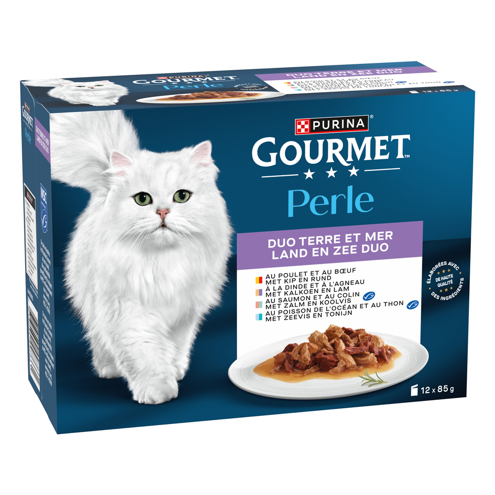4 + 1 gratis! 5 x Gourmet Perle - Gemischte Auswahl: Duo vom Land & aus dem Meer 5 x (12 x 85 g) von Gourmet