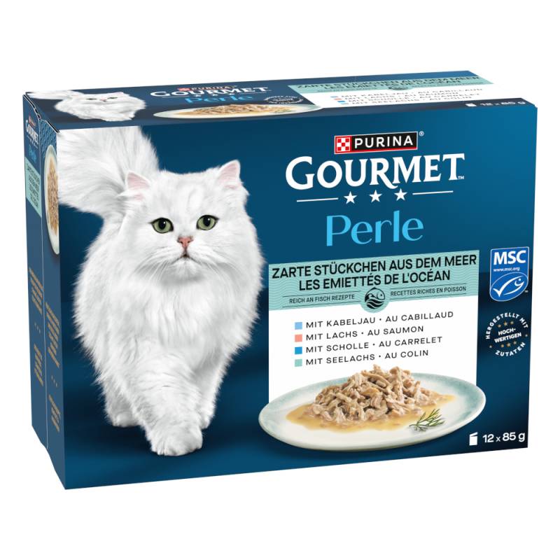 4 + 1 gratis! 5 x Gourmet Perle - Gemischte Auswahl: Zarte Stückchen aus dem Meer in Sauce 5 x (12 x 85 g) von Gourmet