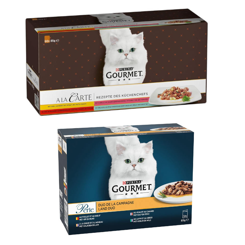 60 x 85 g Purina Gourmet + 12 x 85 g Perle Mix-Duo vom Land gratis! - A la Carte Rezepte des Küchenchefs von Gourmet