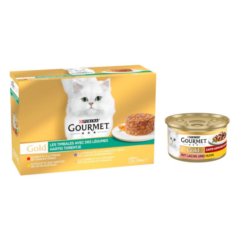 96 x 85 g Jumbopack Gourmet + 24 x 85 g passendes Nassfutter gratis! - 96 x 85 g Gold Raffiniertes Ragout: Rind, Huhn, Lamm, Truthahn mit Gemüse + 24 x 85 g Gold Zarte Häppchen: Lachs & Huhn 96 x 85 g Jumbopack Gourmet + 24 x 85 g passendes Nassfutter gratis! - 96 x 85 g Gold Raffiniertes Ragout: Rind, Huhn, Lamm, Truthahn mit Gemüse + 24 x 85 g Gold Zarte Häppchen: Lachs & Huhn von Gourmet