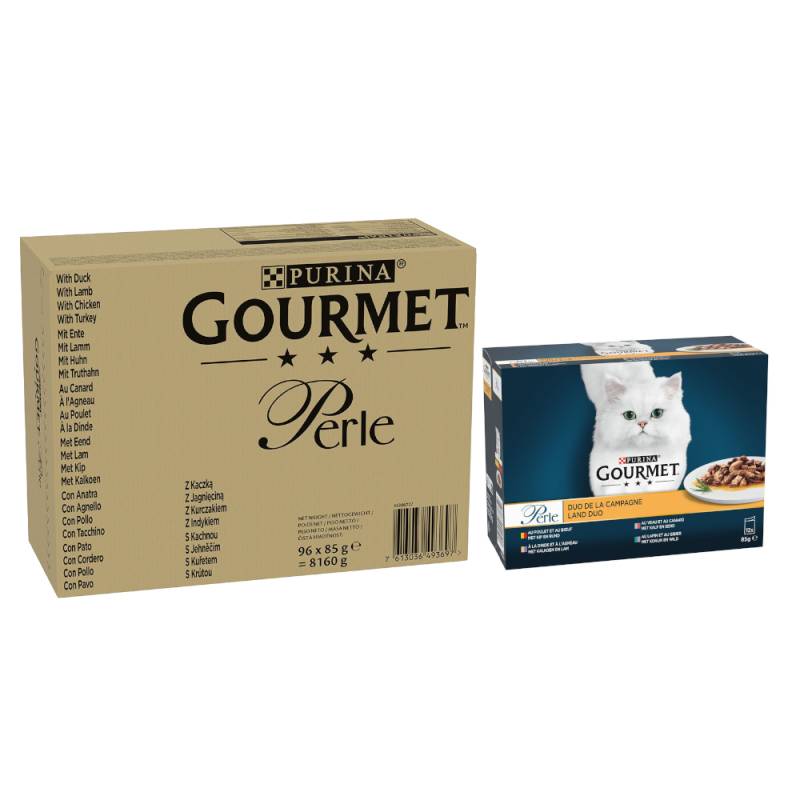 96 x 85 g Jumbopack Gourmet + 24 x 85 g passendes Nassfutter gratis! - 96 x 85 g Perle: Ente, Lamm, Huhn, Truthahn in Sauce + 24 x 85 g Perle: Duo vom Land 96 x 85 g Jumbopack Gourmet + 24 x 85 g passendes Nassfutter gratis! - 96 x 85 g Perle: Ente, Lamm, Huhn, Truthahn in Sauce + 24 x 85 g Perle: Duo vom Land von Gourmet