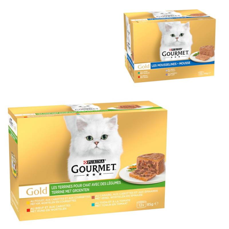 96 x 85 g Jumbopack Gourmet Gold + 24 x 85 g Feine Pastete Mix gratis! - Terrine mit Gemüse von Gourmet