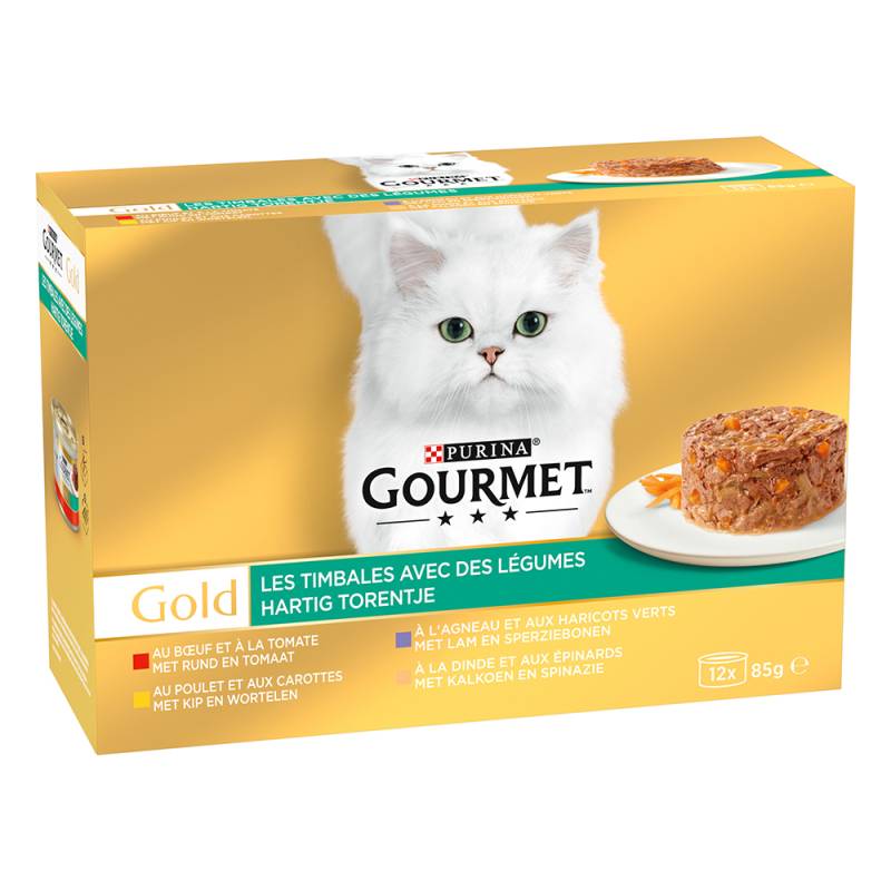 96 x 85 g Jumbopack Gourmet Gold + 26 x 85 g Perle Genuss in Soße gratis! - Raffiniertes Ragout: Rind, Huhn, Lamm, Truthahn mit Gemüse von Gourmet