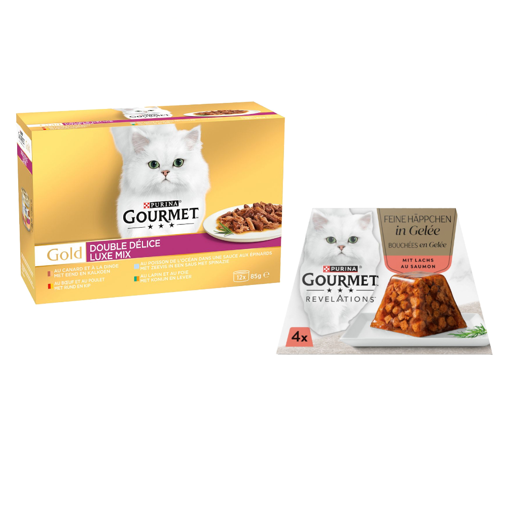 96 x 85 g Jumbopack Gourmet Gold + 4 x 57 g Revelations Fine Cuts gratis! - Duo Delice: Luxus-Mix von Gourmet