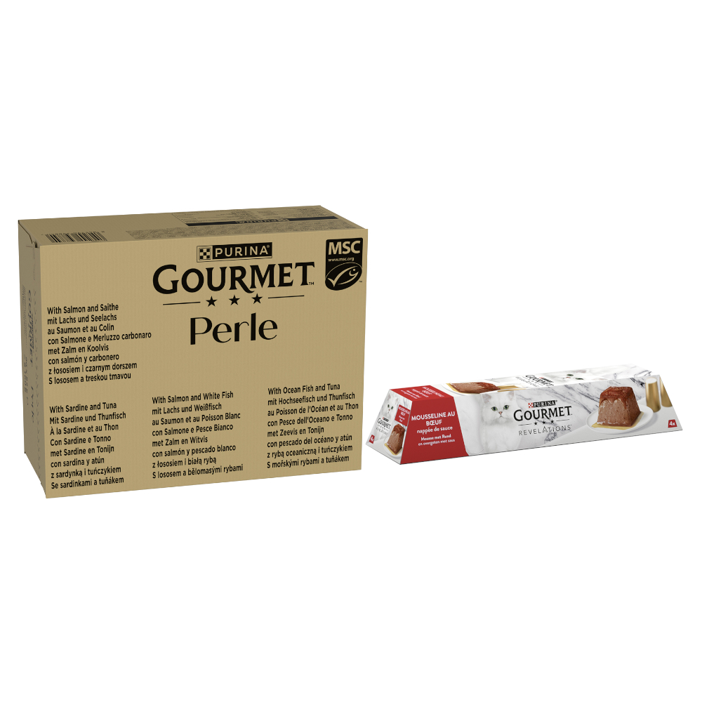 96 x 85 g Jumbopack Gourmet Perle + 12 x 57 g Revelations Mousse gratis! - Fisch-Mix in Sauce 96 x 85 g Jumbopack Gourmet Perle + 12 x 57 g Revelations Mousse gratis! - Fisch-Mix in Sauce von Gourmet