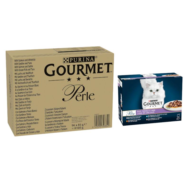 96 x 85 g Jumbopack Gourmet Perle + 12 x 85 g Gemischte Auswahl gratis! - Fisch-Mix in Sauce 96 x 85 g Jumbopack Gourmet Perle + 12 x 85 g Gemischte Auswahl gratis! - Fisch-Mix in Sauce von Gourmet