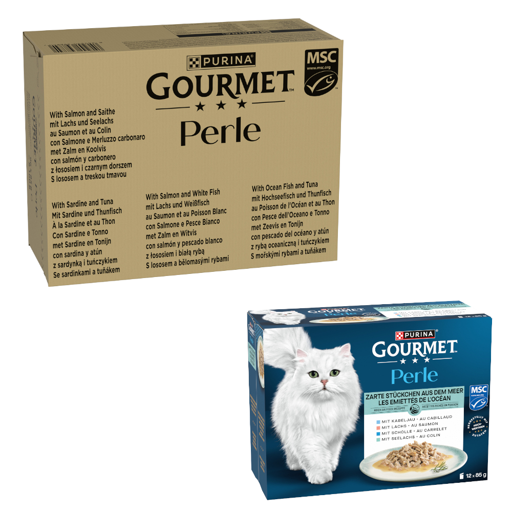 96 x 85 g Jumbopack Gourmet Perle + 12 x 85 g Gemischte Auswahl gratis! - Fisch-Mix in Sauce 96 x 85 g Jumbopack Gourmet Perle + 12 x 85 g Gemischte Auswahl gratis! - Fisch-Mix in Sauce von Gourmet
