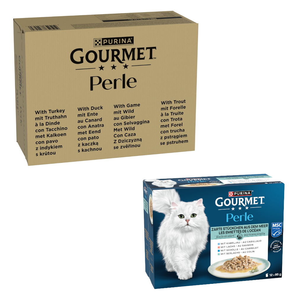 96 x 85 g Jumbopack Gourmet Perle + 12 x 85 g Gemischte Auswahl gratis! - Forelle, Truthahn, Ente, Wild in Gelee 96 x 85 g Jumbopack Gourmet Perle + 12 x 85 g Gemischte Auswahl gratis! - Forelle, Truthahn, Ente, Wild in Gelee von Gourmet