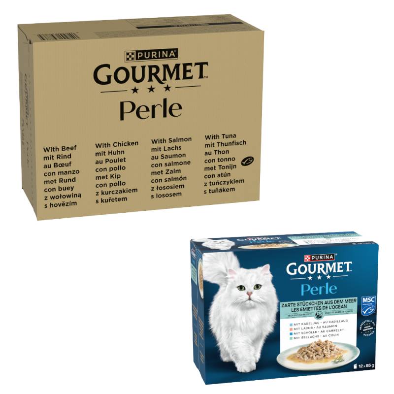 96 x 85 g Jumbopack Gourmet Perle + 12 x 85 g Gemischte Auswahl gratis! - Rind, Huhn, Lachs, Thunfisch in Sauce 96 x 85 g Jumbopack Gourmet Perle + 12 x 85 g Gemischte Auswahl gratis! - Rind, Huhn, Lachs, Thunfisch in Sauce von Gourmet