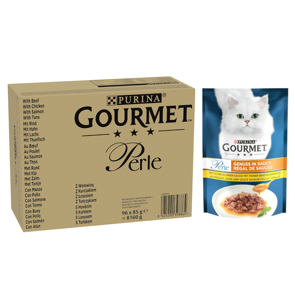 96 x 85 g Jumbopack Gourmet Perle + 26 x 85 g Genuss in Soße Huhn gratis! - Rind, Huhn, Lachs, Thunfisch in Sauce 96 x 85 g Jumbopack Gourmet Perle + 26 x 85 g Genuss in Soße Huhn gratis! - Rind, Huhn, Lachs, Thunfisch in Sauce von Gourmet