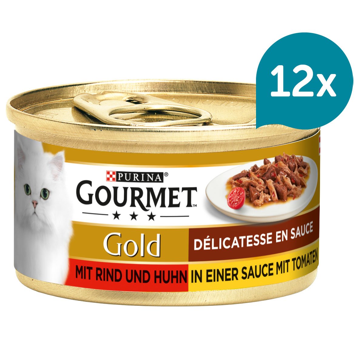 GOURMET Gold Délicatesse en Sauce mit Rind und Huhn 12x85g von Gourmet