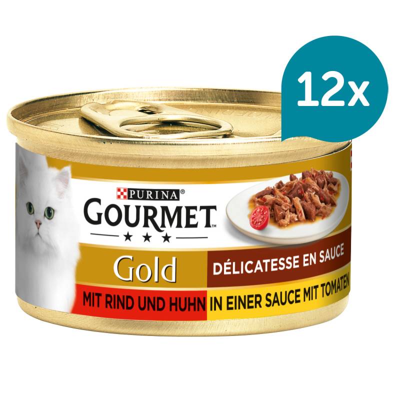 GOURMET Gold Délicatesse en Sauce mit Rind und Huhn 12x85g von Gourmet