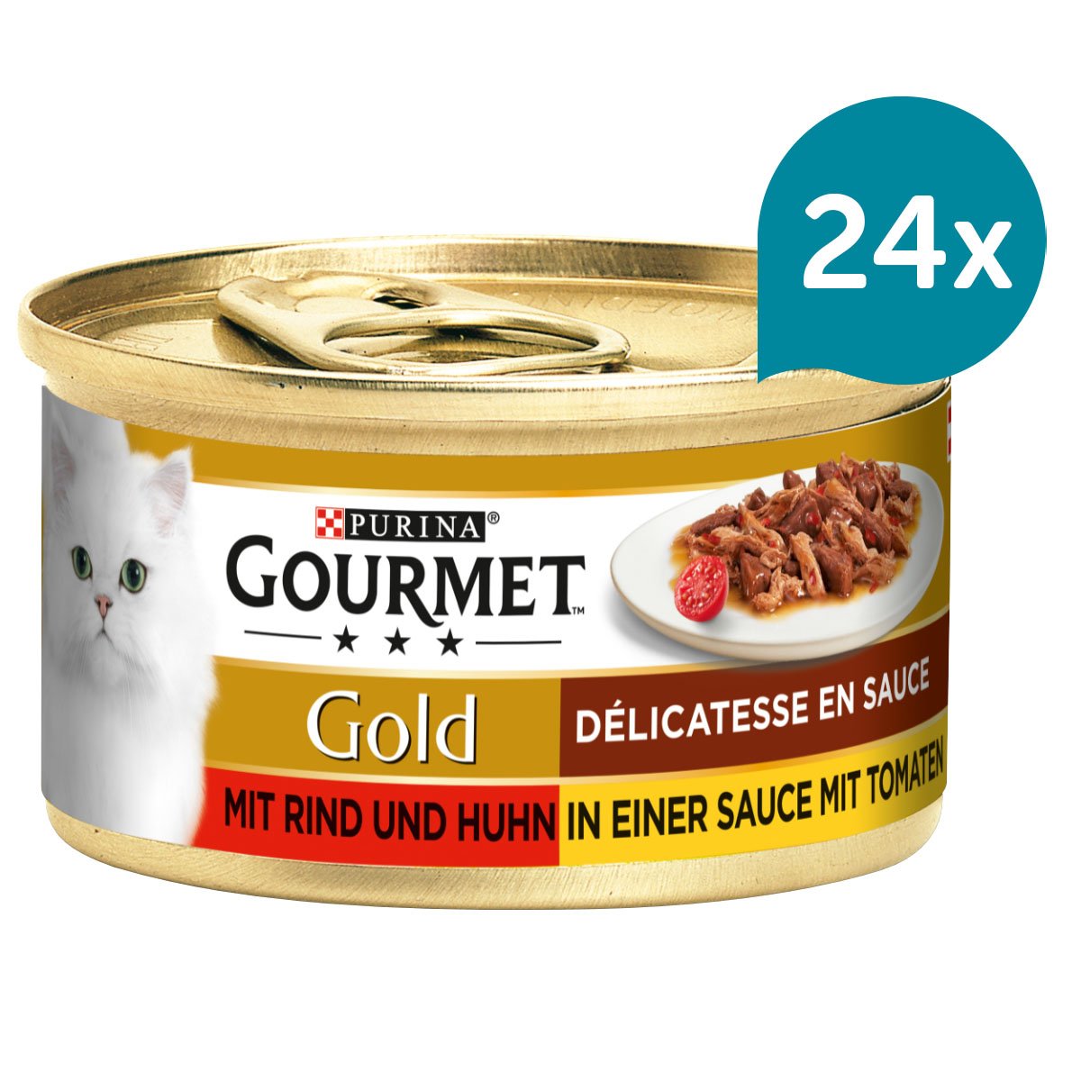 GOURMET Gold Délicatesse en Sauce mit Rind und Huhn 24x85g von Gourmet