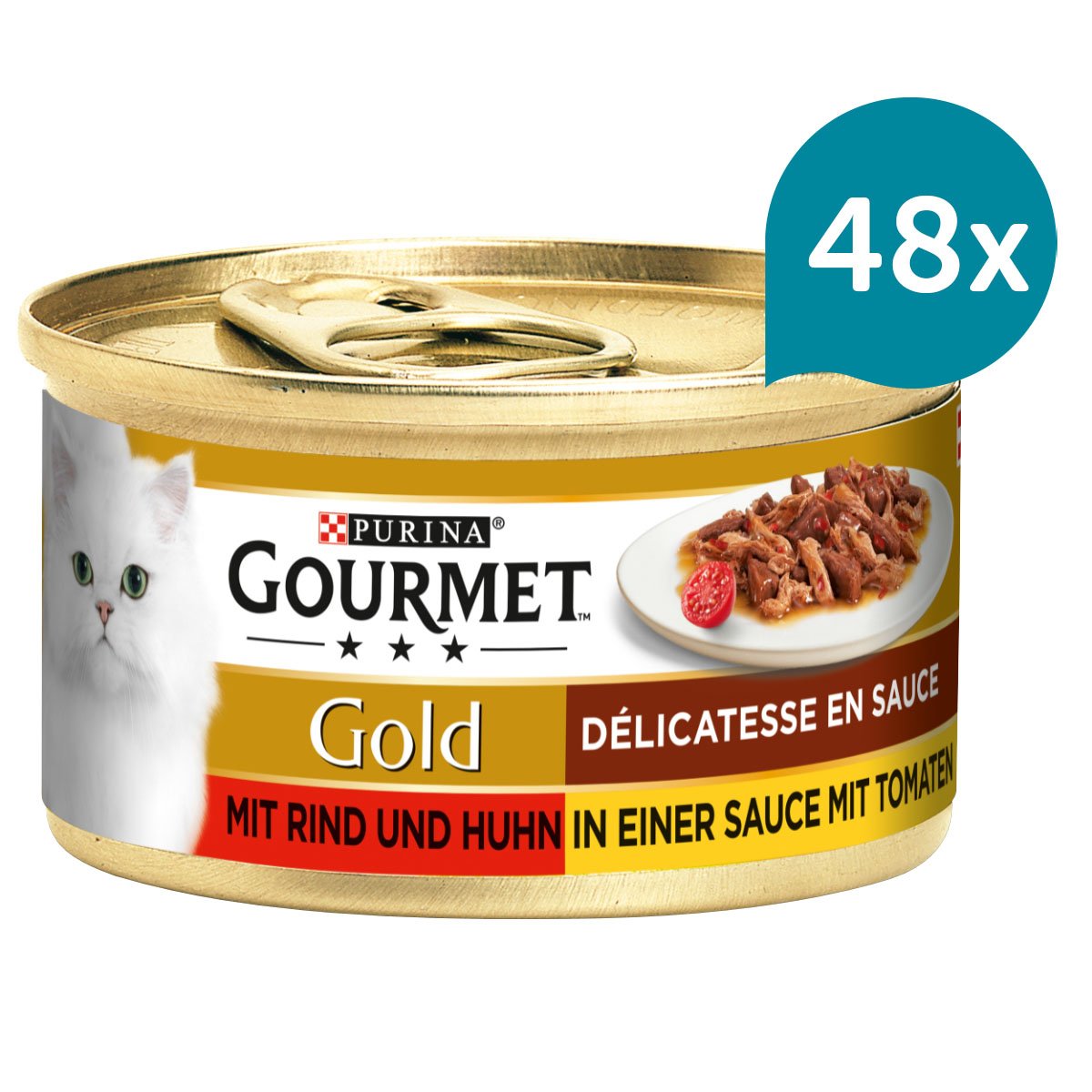 GOURMET Gold Délicatesse en Sauce mit Rind und Huhn 48x85g von Gourmet
