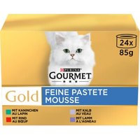 GOURMET Gold Feine Pastete Kaninchen, Rind, Kalb, Lamm 24x85g Stk. von Gourmet