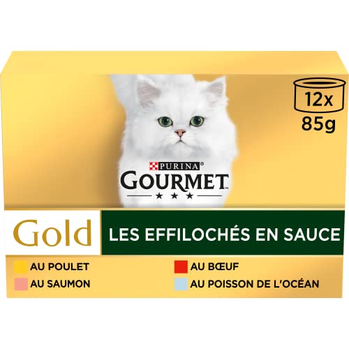 GOURMET Gold | Les Effilochés in Sauce Rind, Ozeanfisch, Huhn, Lachs | ausgewachsene Katze | 12 x 85 g | Box GOURMET Gold | Les Effilochés in Sauce Rind, Ozeanfisch, Huhn, Lachs | ausgewachsene Katze | 12 x 85 g | Box von Gourmet