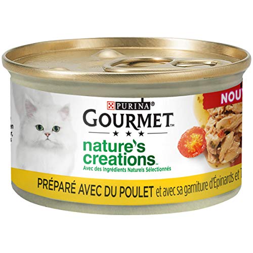 GOURMET Nature's Creations | Erwachsene Katze | Mini Häppchen | Huhn Füllung Spinat & Tomaten | 24 x 85 g (Box) von Gourmet