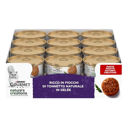 GOURMET Nature's Creations Natur-Tonnett-Flocken aus Gelée – Ergänzungsfuttermittel für ausgewachsene Katzen – Dose mit 70 g von Gourmet