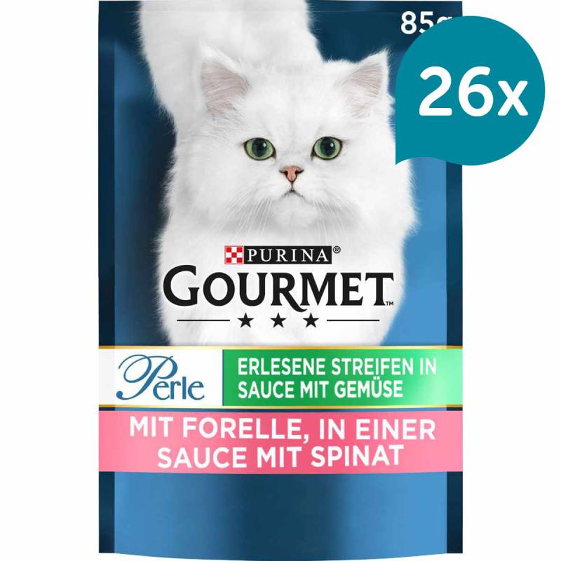 GOURMET Perle Erlesene Streifen in Sauce mit Forelle und Spinat 26x85g von Gourmet