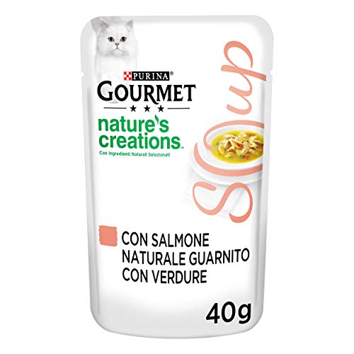 Gourmet Crystal Delicate Suppenfond für die Katze, mit natürlichem Lachs, garniert mit Gemüse, 40 g, 32 Stück von Gourmet