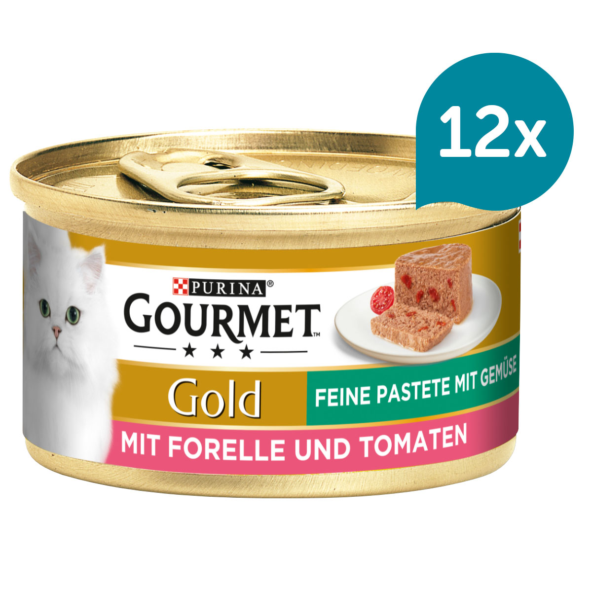 GOURMET Gold Feine Pastete mit Gemüse, Forelle und Tomaten 12x85g von Gourmet