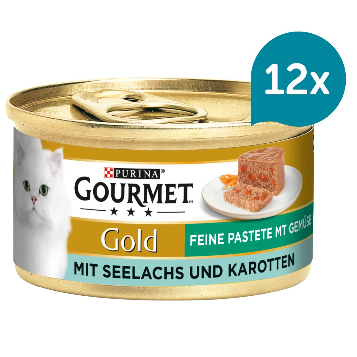 GOURMET Gold Feine Pastete mit Gemüse, Seelachs und Karotten 12x85g von Gourmet