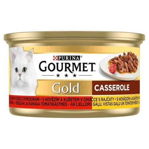 Gourmet Gold Katzenfutter Casserole mit Rind und Huhn in Sauce 85g von Gourmet
