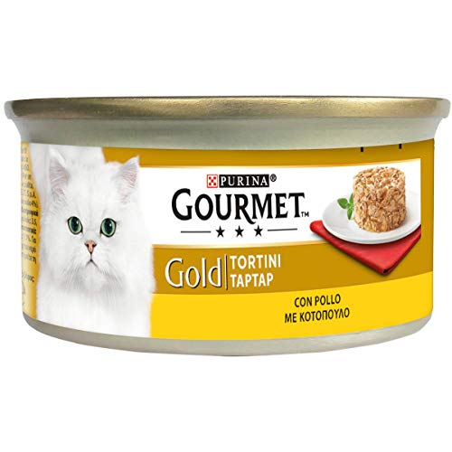 GOURMET Gold Nassfutter für Erwachsene Katzen, Tortino mit Huhn, 24 Dosen à 85 g von Gourmet