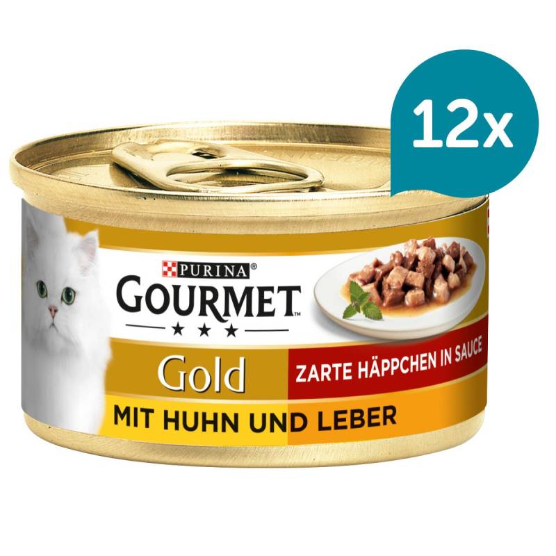 GOURMET Gold Zarte Häppchen in Sauce mit Huhn und Leber 12x85g von Gourmet