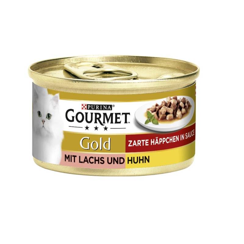 GOURMET Gold Zarte Häppchen in Sauce mit Lachs und Huhn 12x85g von Gourmet