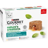 Gourmet Nature's Creations Gravy Heart 12 x 85 g - Hochseefisch, Huhn, Kabeljau und Rind von Gourmet