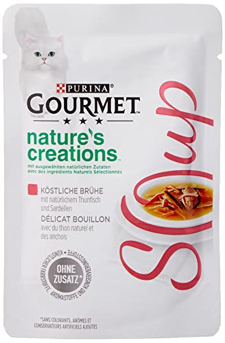 Gourmet PURINA GOURMET Crystal Soup für Katzen mit naturbelassenem Thunfisch und Sardellen, 32er Pack (32 x 40g) von Gourmet