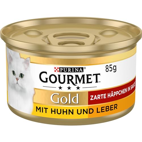 PURINA GOURMET Gold Zarte Häppchen in Sauce Katzenfutter nass, mit Huhn und Leber, 12er Pack (12 x 85g) von Gourmet