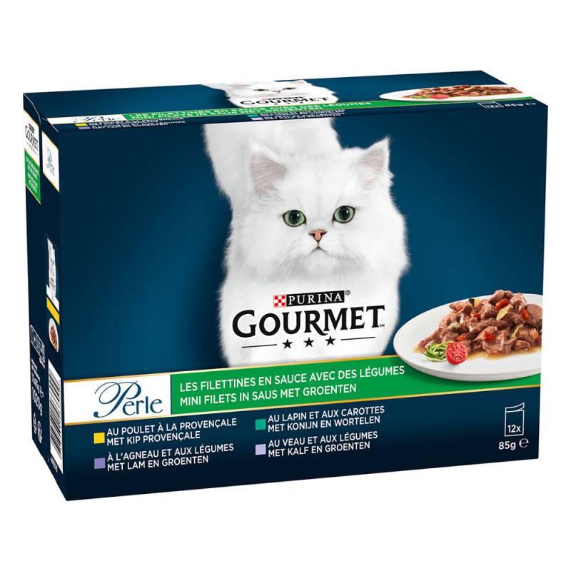 Gourmet Perle Gemischte Auswahl 12 x 85 g - Erlesene Streifen mit Gemüse von Gourmet