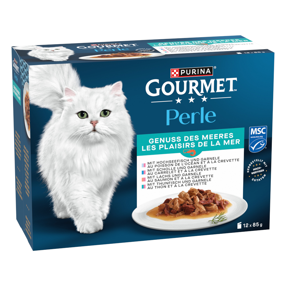 Gourmet Perle Gemischte Auswahl 12 x 85 g - Genuss des Meeres (4 Sorten) von Gourmet